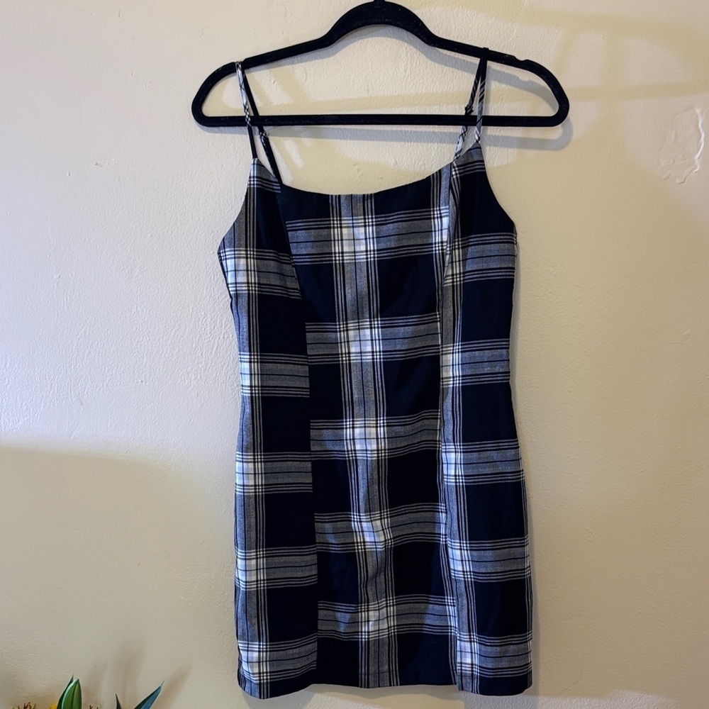 Forever 21 Navy and Cream Checkered Mini Dress